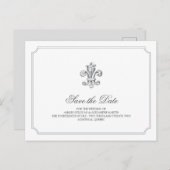 Elegant Fleur de Lis Sla de datum 2 Aankondigingskaart (Voorkant / Achterkant)