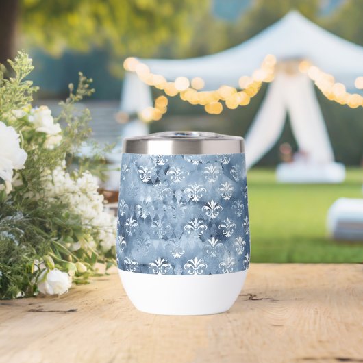 Elegant Fleur-de-Lis - Vintage Blue French  (Bruiloft (Gedraaid)  )