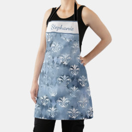 Elegant Fleur-de-Lis - Vintage Blue French  Schort