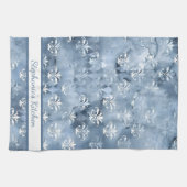 Elegant Fleur-de-Lis - Vintage Blue French  Theedoek (Horizontaal)