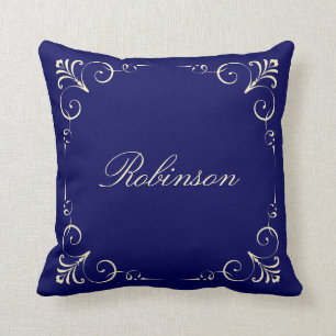 Elegant Fleur de Lis w/ Familienaam, crème bij de Kussen
