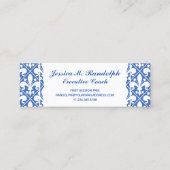 Elegant Fleur de Lys Executive Blue en White Mini Visitekaartje (Voorkant)