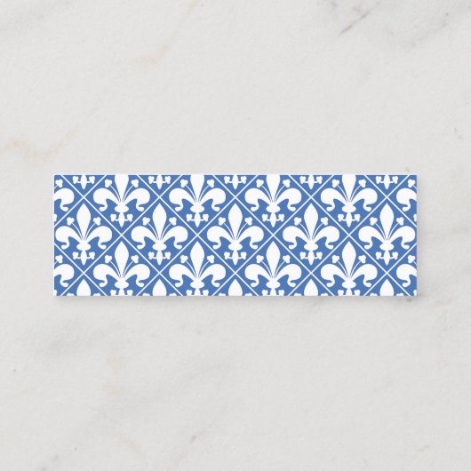 Elegant Fleur de Lys Executive Blue en White Mini Visitekaartje (Achterkant)