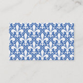 Elegant Fleur de Lys Executive Blue en White Visitekaartje (Achterkant)