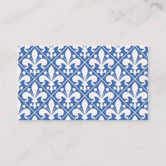 Elegant Fleur de Lys Executive Blue en White Visitekaartje (Achterkant)