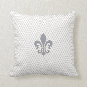 Elegant Fleur de Lys in Grey and White Kussen