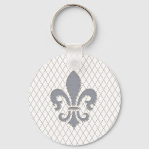Elegant Fleur de Lys in Grey and White Sleutelhanger