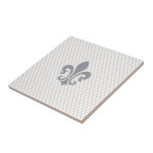 Elegant Fleur de Lys in Grey and White Tegeltje (Zijkant)