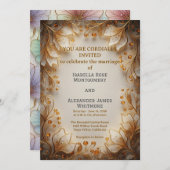 Elegant Flora Design Wedding Invitation Kaart (Voorkant / Achterkant)