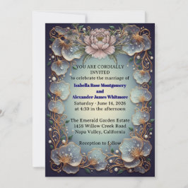 Elegant Flora Design Wedding Invitation -  Kaart