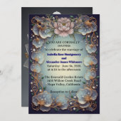 Elegant Flora Design Wedding Invitation -  Kaart (Voorkant / Achterkant)