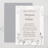 Elegant Flora Wedding Invitation Kaart (Voorkant / Achterkant)