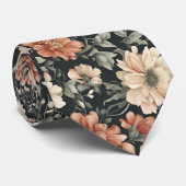 Elegant floraal botanisch tuinpatroon stropdas (Opgerold)