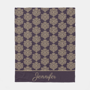 Elegant floraal chique gouden damast patroon fleece deken