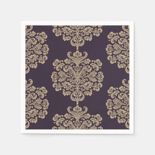 Elegant floraal chique gouden damast patroon servet (Voorkant)