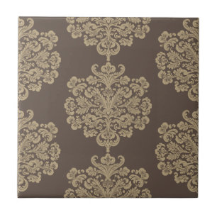 Elegant floraal chique gouden damast patroon tegeltje