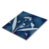 Elegant floraal kroonklokkencyanotype tegeltje (Zijkant)