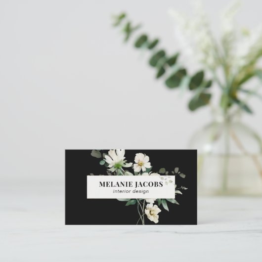 Elegant floraal professioneel interieur visitekaartje (Staand voorkant)