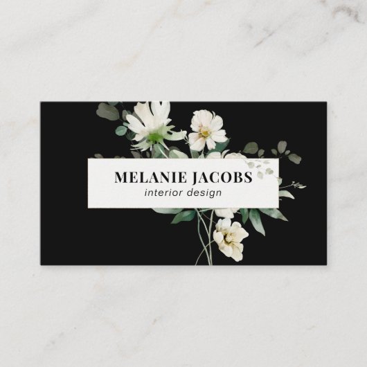 Elegant floraal professioneel interieur visitekaartje (Voorkant)