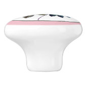 Elegant floraalroze  roos keramische knop (Zijkant)