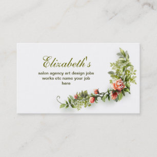elegant  floraalroze wit visitekaartje