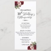 Elegant Floral 10th Wedding Anniversary Menu (Voorkant)