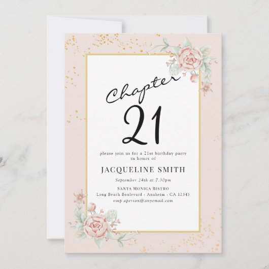 Elegant Floral 21ste verjaardag Kaart (Voorkant)