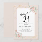 Elegant Floral 21ste verjaardag Kaart (Voorkant / Achterkant)