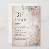 Elegant Floral 21ste verjaardagsfeestje Kaart (Voorkant)
