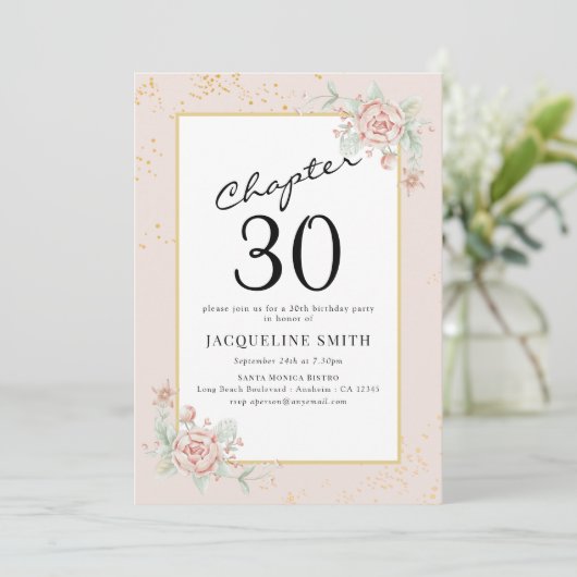 Elegant Floral 30ste verjaardag Kaart (Staand voorkant)