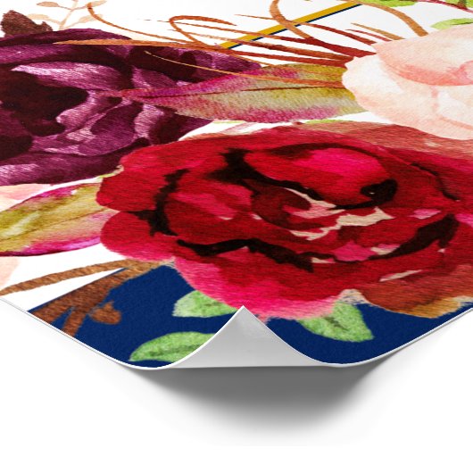 Elegant Floral 30th Birthday Banner Poster (Hoek)