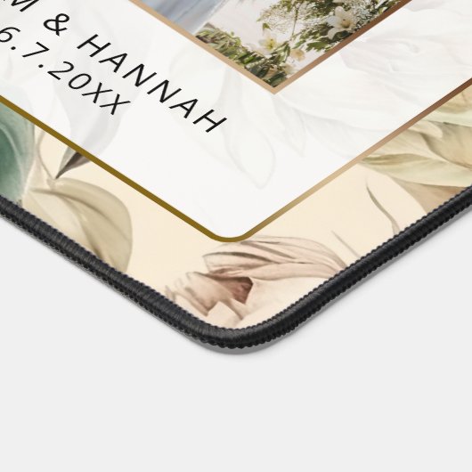 Elegant Floral 3-foto w / bruiloft script Bureaumat (Hoek)