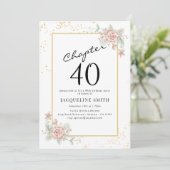 Elegant Floral 40ste verjaardag Kaart (Staand voorkant)