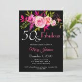 Elegant Floral 50 & Fabulous Birthday Invitation Save The Date (Staand voorkant)