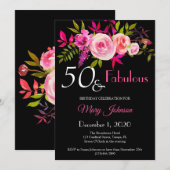 Elegant Floral 50 & Fabulous Birthday Invitation Save The Date (Voorkant / Achterkant)