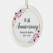 Elegant Floral 50e bruiloft Jubileum Keepsake Keramisch Ornament (Rechts)