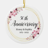 Elegant Floral 50e bruiloft Jubileum Keepsake Keramisch Ornament (Voorkant)