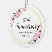 Elegant Floral 50e bruiloft Jubileum Keepsake Keramisch Ornament (Links)