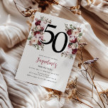 Elegant Floral 50th Birthday Kaart<br><div class="desc">Ervaar een bloei van elegantie met onze nieuwe lijn van Adult Birthday Invitations! Met een moderne uitnodigende sjabloon,  etherische waterverf bloemen in weelderige tinten van rood en pastelroze,  aangevuld met levendige groene bladeren.</div>