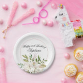 Elegant Floral 50th Birthday Papieren Bordje (Feest)