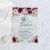 Elegant Floral 50th Birthday Party Acryl Uitnodigingen