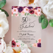 Elegant Floral 50th Birthday Party Acryl Uitnodigingen