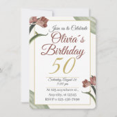 Elegant Floral 50th – Gold and Blush Flower Kaart (Voorkant)