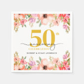 Elegant Floral 50th Wedding Anniversary Servet (Voorkant)