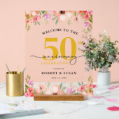Elegant Floral 50th Wedding Anniversary Welcome Acryl Bord (Huwelijk)