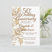 Elegant Floral 50th Wedding Jubileum Kaart (Staand voorkant)