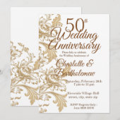 Elegant Floral 50th Wedding Jubileum Kaart (Voorkant / Achterkant)