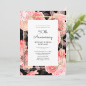 Elegant Floral 50th Wedding Jubileum Kaart (Staand voorkant)