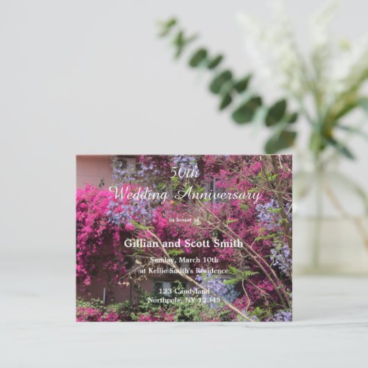 Elegant Floral 50th Wedding Jubileum Uitnodiging (Staand voorkant)