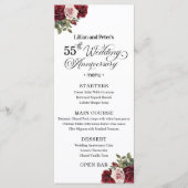 Elegant Floral 55th Wedding Anniversary Menu (Voorkant)